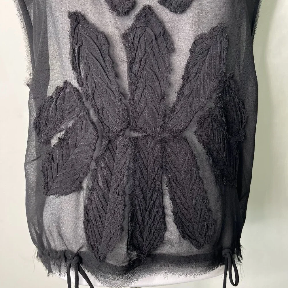 Free People Women's Black Sheer V-Neck Tank Top Size Large - Picture 11 of 12
